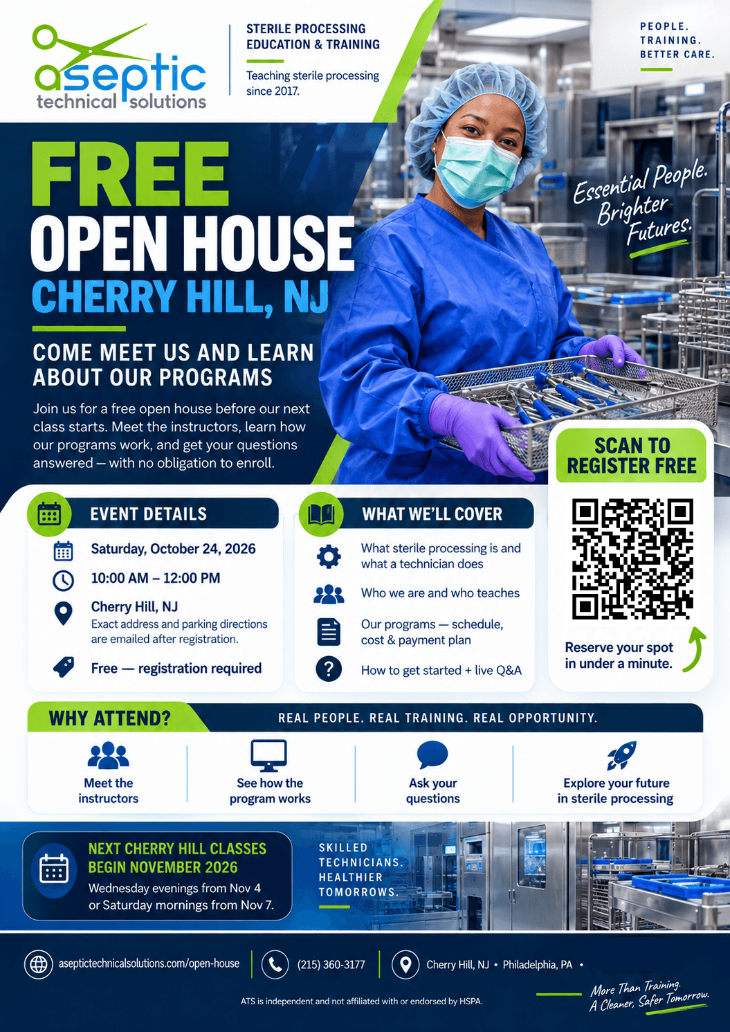 ATS free Open House in Cherry Hill, New Jersey, Saturday October 24, 2026 from 10 AM to noon